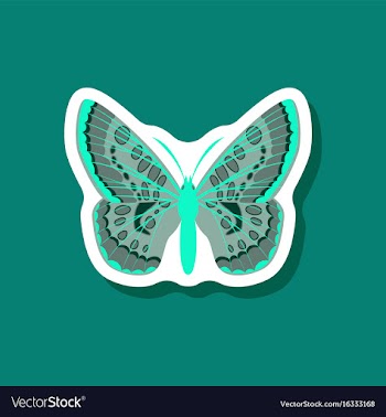 Butterfly paper sticker on stylish background vector image