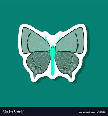 Butterfly paper sticker on stylish background vector image