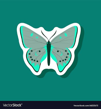 Butterfly paper sticker on stylish background vector image