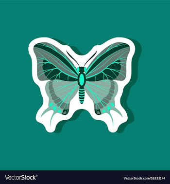 Butterfly paper sticker on stylish background vector image