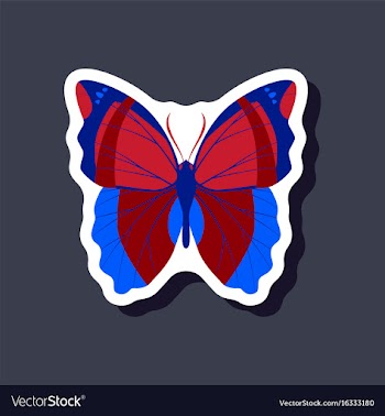 Butterfly paper sticker on stylish background vector image