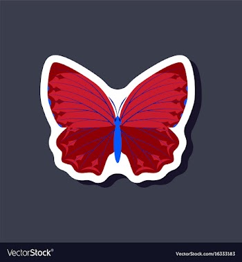 Butterfly paper sticker on stylish background vector image
