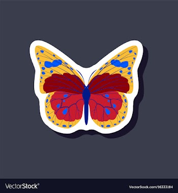 Butterfly paper sticker on stylish background vector image