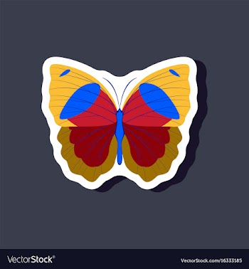 Butterfly paper sticker on stylish background vector image