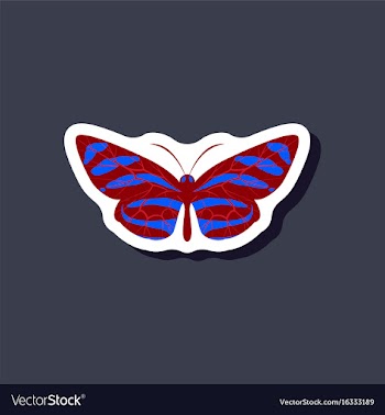 Butterfly paper sticker on stylish background vector image