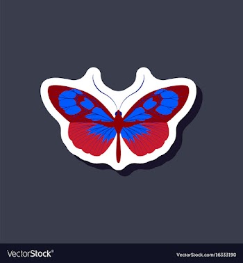Butterfly paper sticker on stylish background vector image