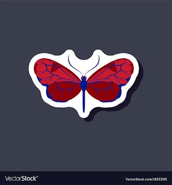 Butterfly paper sticker on stylish background vector image