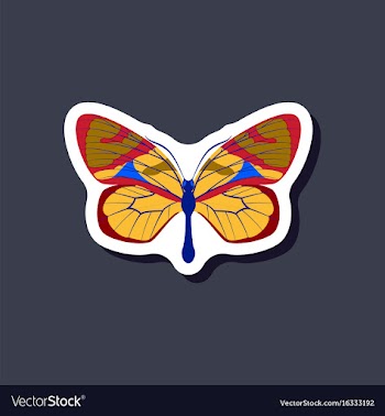 Butterfly paper sticker on stylish background vector image