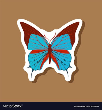 Butterfly paper sticker on stylish background vector image