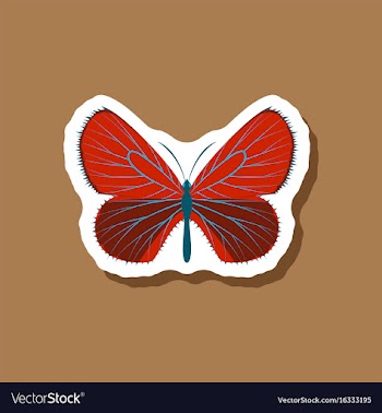 Butterfly paper sticker on stylish background vector image