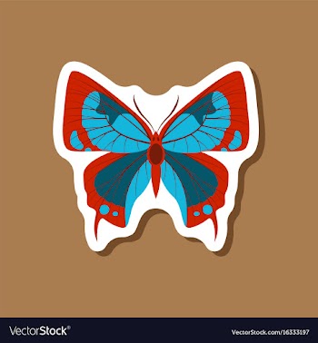 Butterfly paper sticker on stylish background vector image