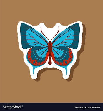 Butterfly paper sticker on stylish background vector image