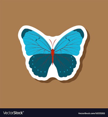 Butterfly paper sticker on stylish background vector image