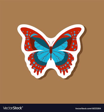 Butterfly paper sticker on stylish background vector image
