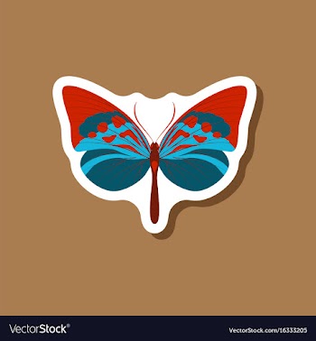 Butterfly paper sticker on stylish background vector image