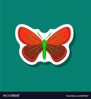 Butterfly paper sticker on stylish background vector image