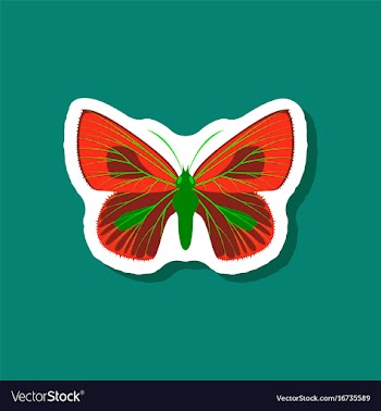 Butterfly paper sticker on stylish background vector image