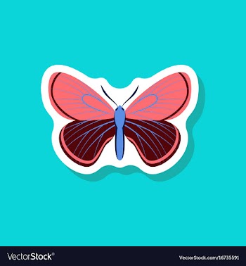 Butterfly paper sticker on stylish background vector image