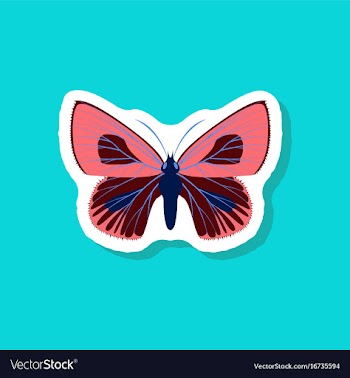 Butterfly paper sticker on stylish background vector image