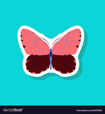 Butterfly paper sticker on stylish background vector image