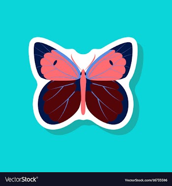 Butterfly paper sticker on stylish background vector image