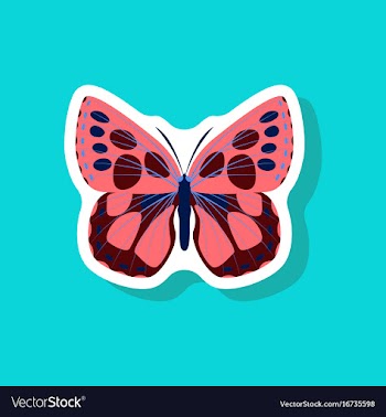 Butterfly paper sticker on stylish background vector image