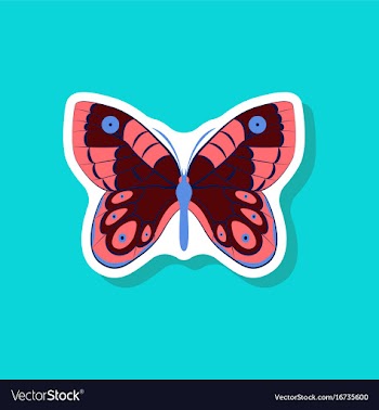 Butterfly paper sticker on stylish background vector image