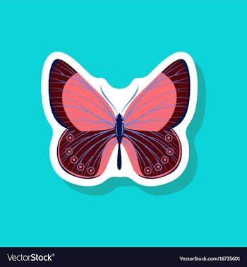 Butterfly paper sticker on stylish background vector image