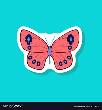 Butterfly paper sticker on stylish background vector image