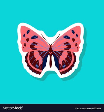 Butterfly paper sticker on stylish background vector image