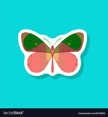 Butterfly paper sticker on stylish background vector image