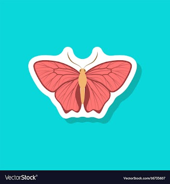 Butterfly paper sticker on stylish background vector image