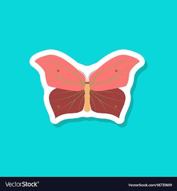 Butterfly paper sticker on stylish background vector image