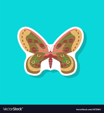 Butterfly paper sticker on stylish background vector image
