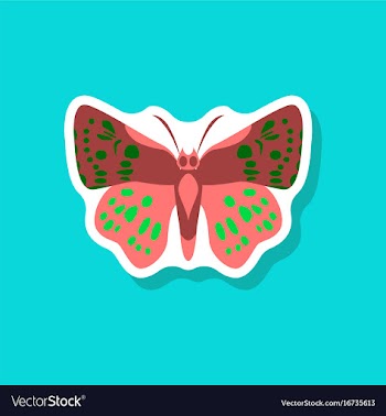 Butterfly paper sticker on stylish background vector image