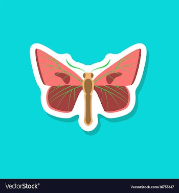 Butterfly paper sticker on stylish background vector image