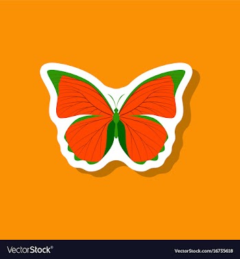 Butterfly paper sticker on stylish background vector image