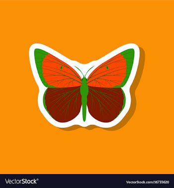 Butterfly paper sticker on stylish background vector image