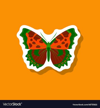 Butterfly paper sticker on stylish background vector image
