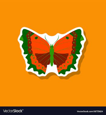 Butterfly paper sticker on stylish background vector image