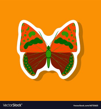 Butterfly paper sticker on stylish background vector image