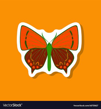 Butterfly paper sticker on stylish background vector image