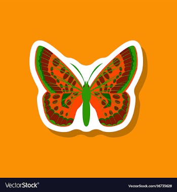 Butterfly paper sticker on stylish background vector image