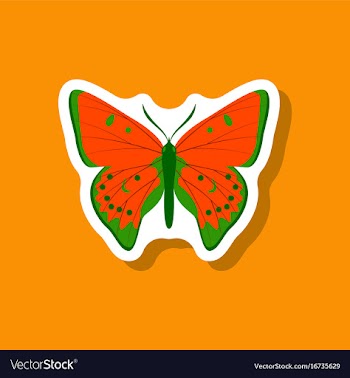 Butterfly paper sticker on stylish background vector image