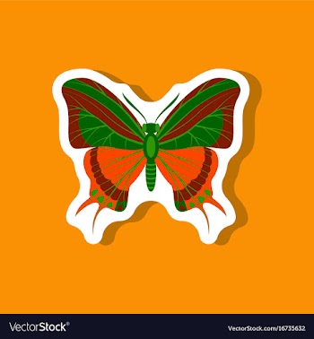 Butterfly paper sticker on stylish background vector image