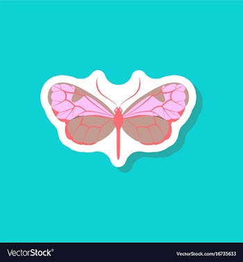 Butterfly paper sticker on stylish background vector image