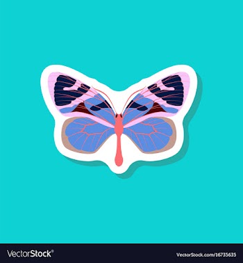 Butterfly paper sticker on stylish background vector image