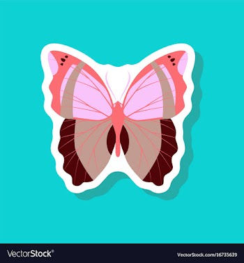Butterfly paper sticker on stylish background vector image