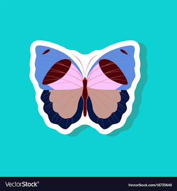 Butterfly paper sticker on stylish background vector image