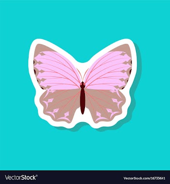 Butterfly paper sticker on stylish background vector image